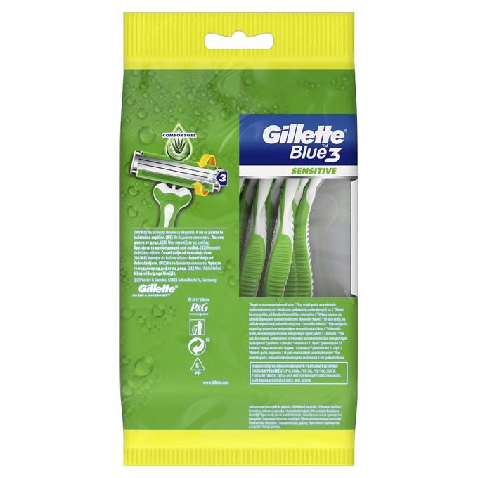Gillette Blue 3 Sensitive jednorázová holítka 12 ks