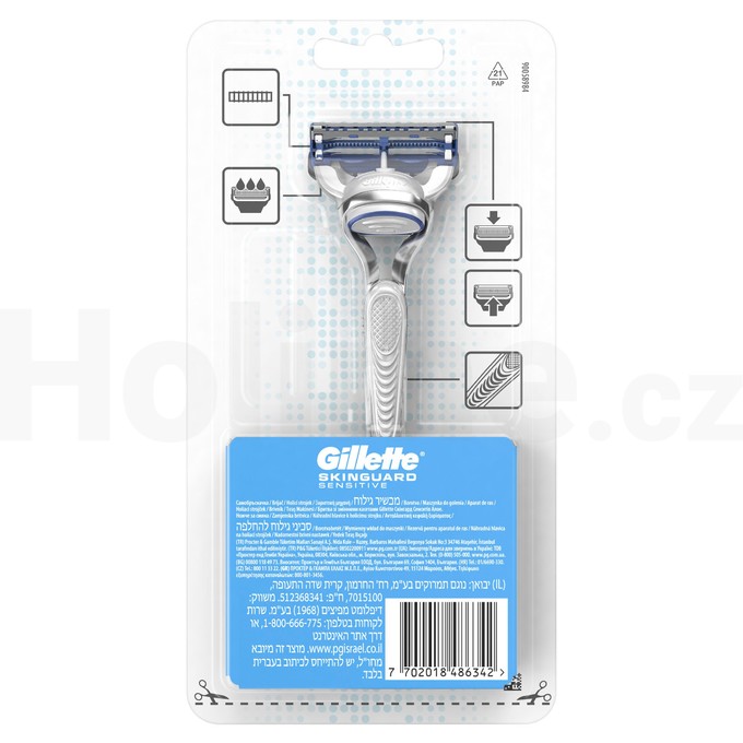 Gillette SkinGuard Sensitive holicí strojek + 2 hlavice