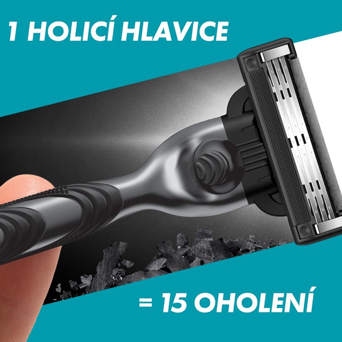 Gillette Mach3 Charcoal holicí strojek + 2 hlavice