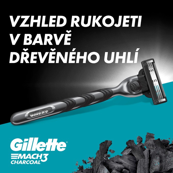 Gillette Mach3 Charcoal holicí strojek + 2 hlavice