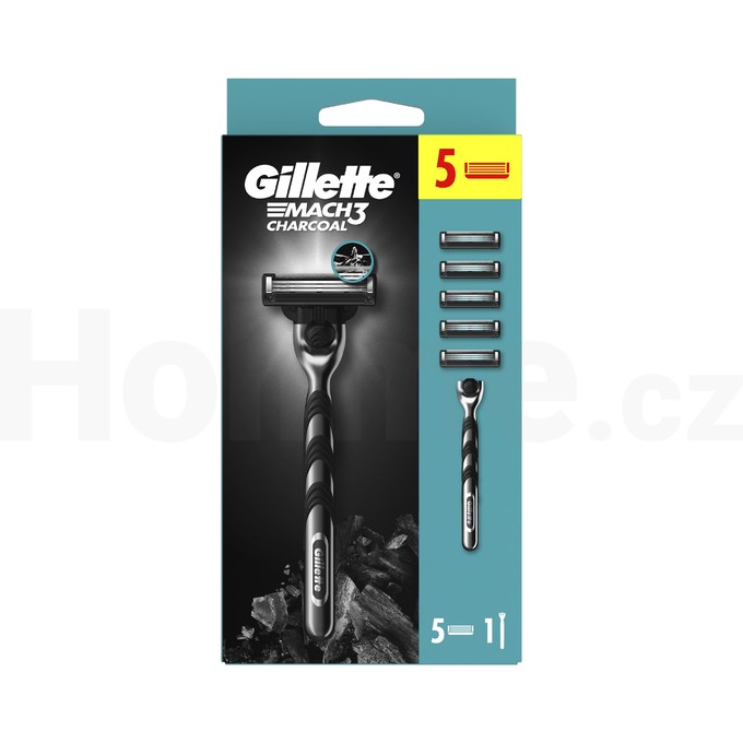 Gillette Mach3 Charcoal holicí strojek + 5 hlavic