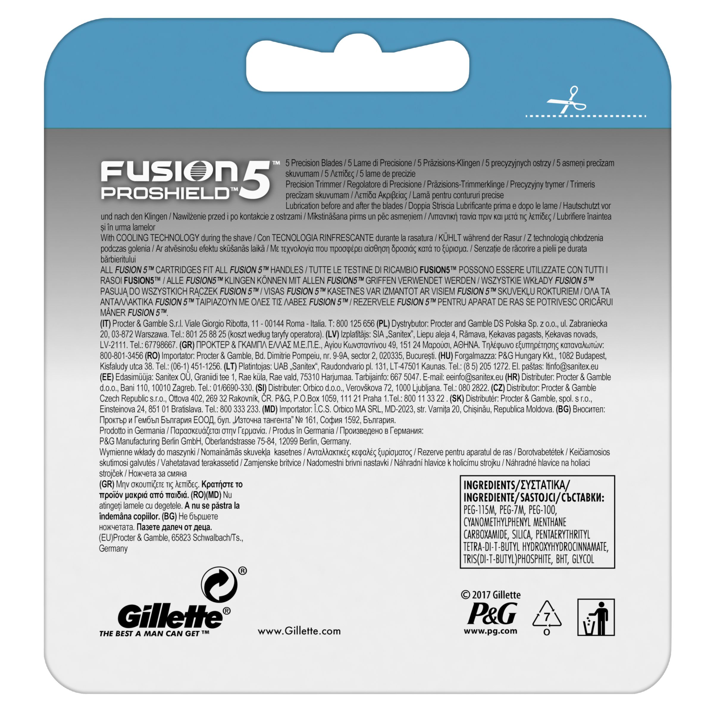 Gillette Fusion 5 ProShield Chill náhradní hlavice 4 ks