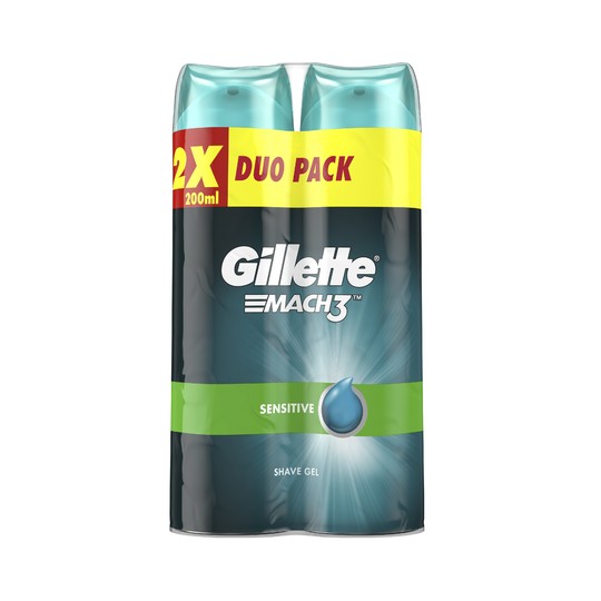 Gillette Mach 3 Sensitive gel na holení 2×200 ml