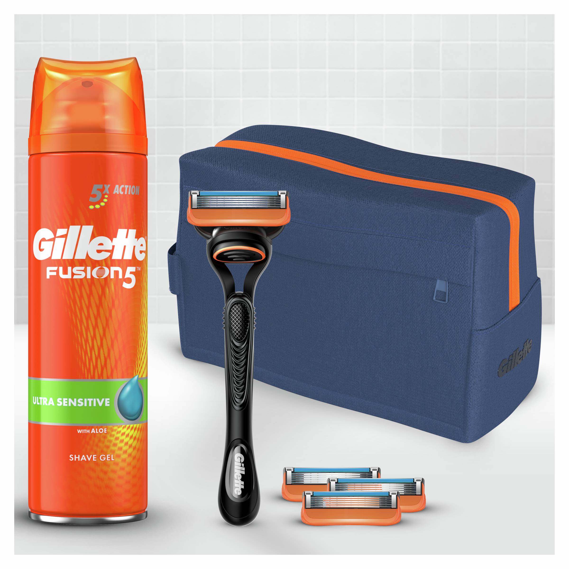 Gillette Fusion 5 holicí strojek + gel na holení 200 ml
