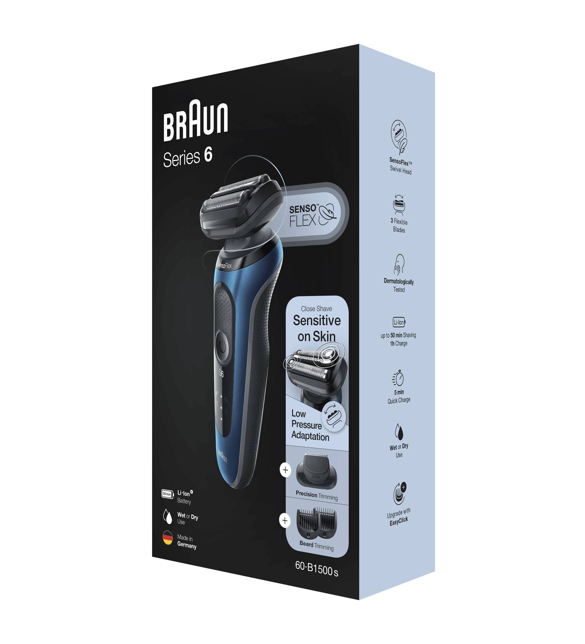 Braun Series 6 1500s Blue Wet&Dry holicí strojek