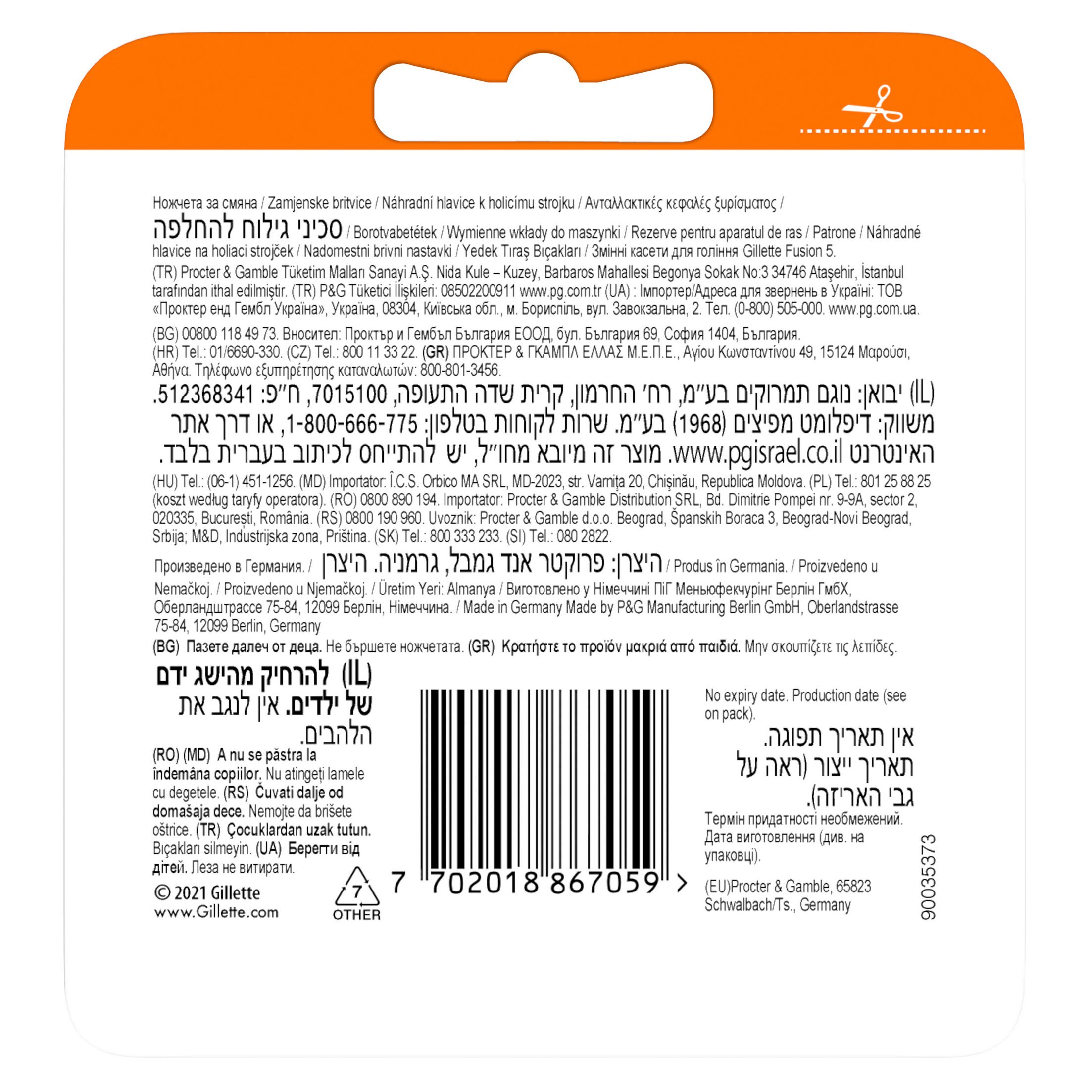 Gillette Fusion Manual náhradní hlavice 8 ks