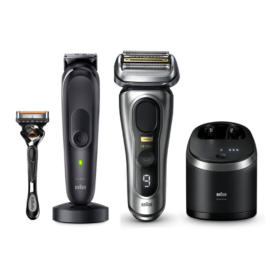 Braun Series 9 PRO+ 9567cc holicí strojek + Braun MGK7460 víceúčelový zastřihovač
