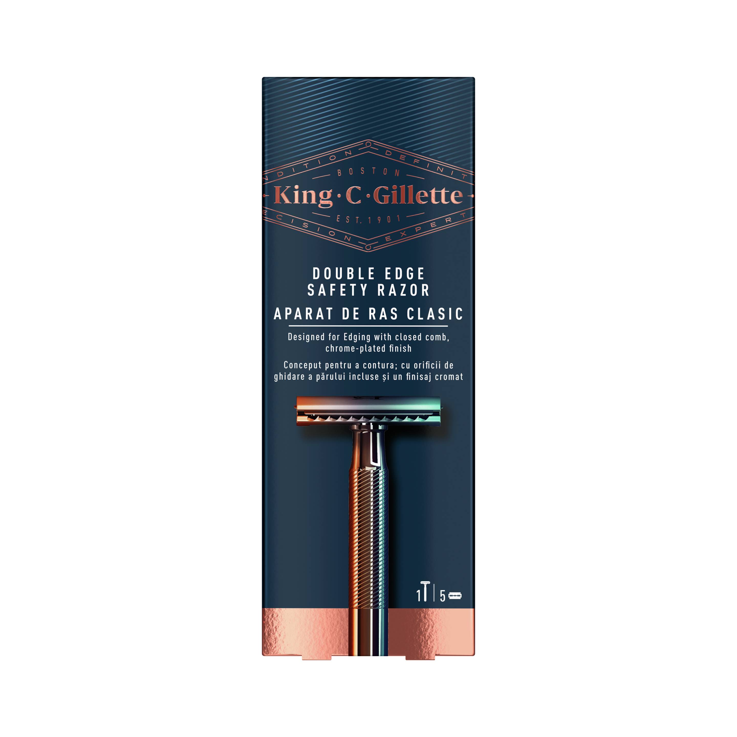 King C. Gillette Double Edge Safety Razor žiletkový holicí strojek + 5 žiletek