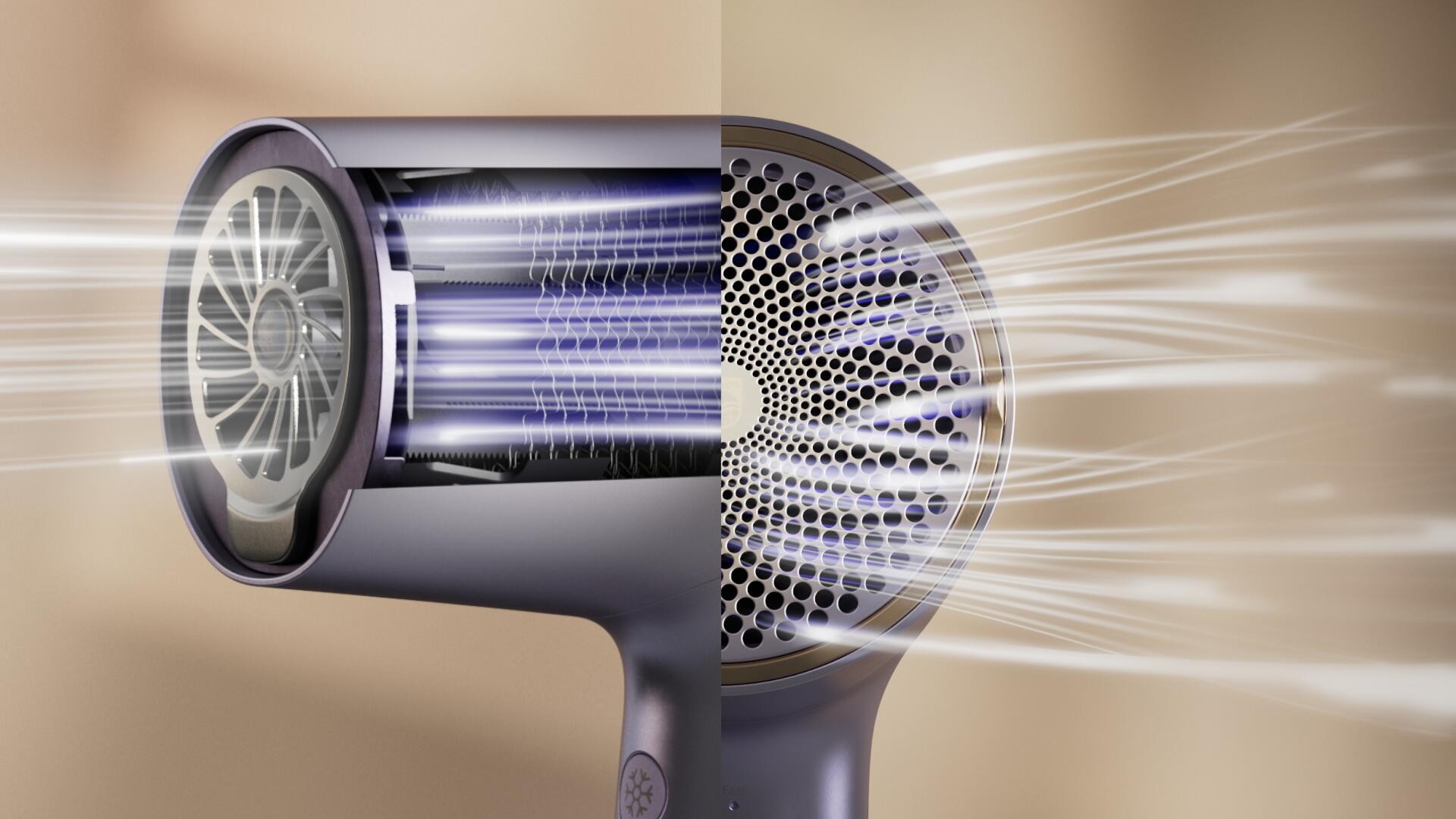 Philips BHD720/10 fén na vlasy - Detail proudění vzduchu fénu Philips BHD720/10