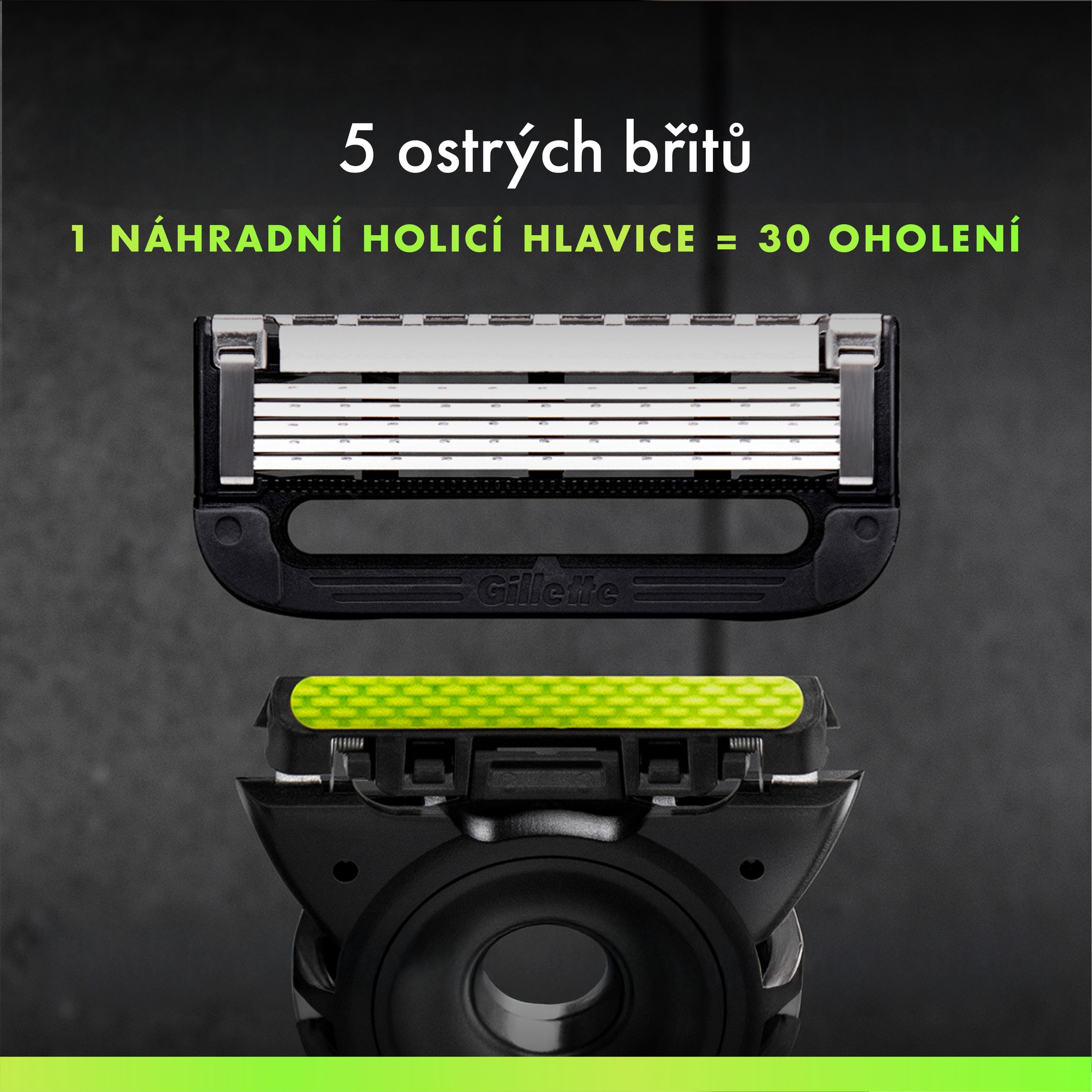 Gillette Labs holicí strojek + 5 hlavic + držák  + pouzdro