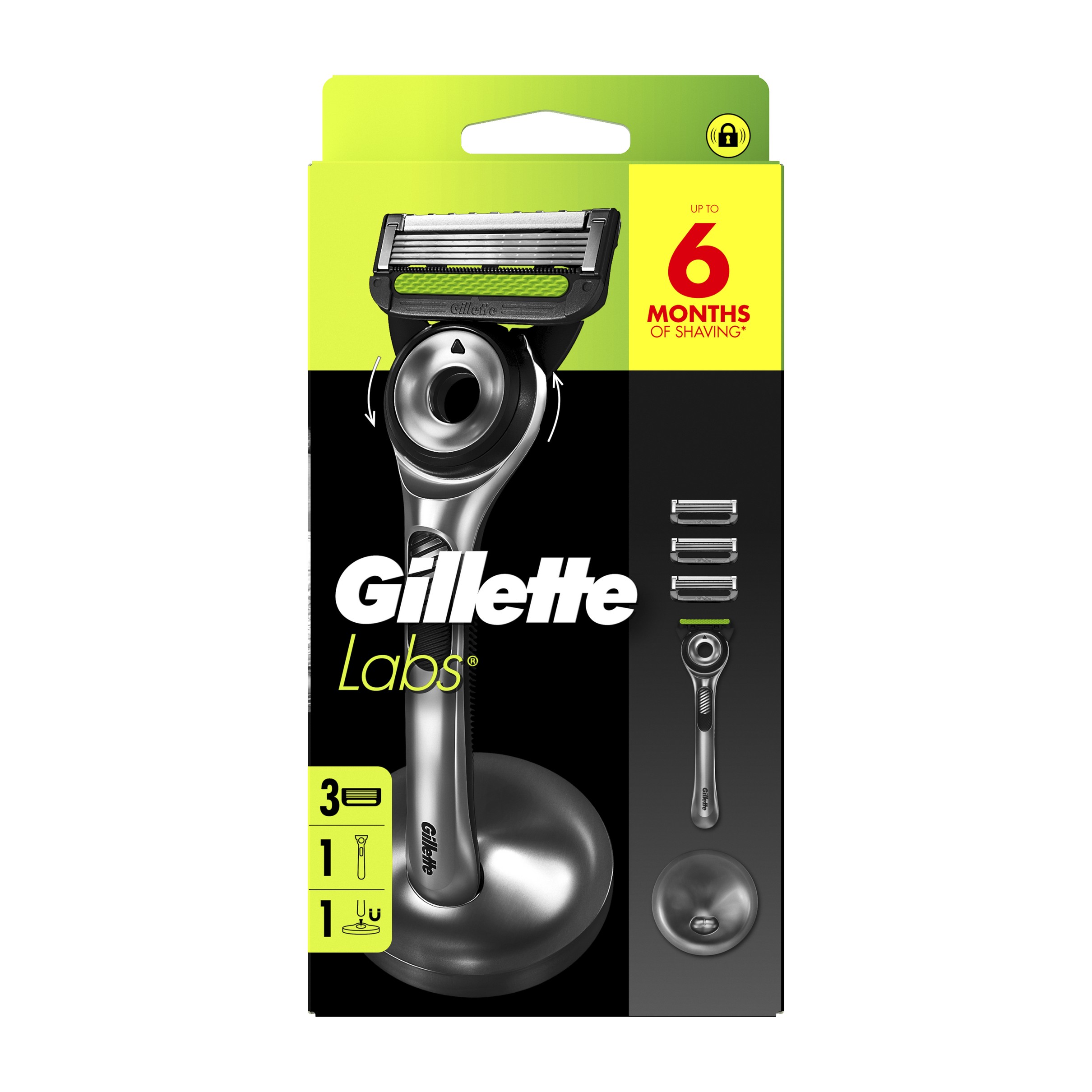 Gillette Labs holicí strojek + 3 hlavice + stojánek - krabička s žiletkovým holicím strojkem