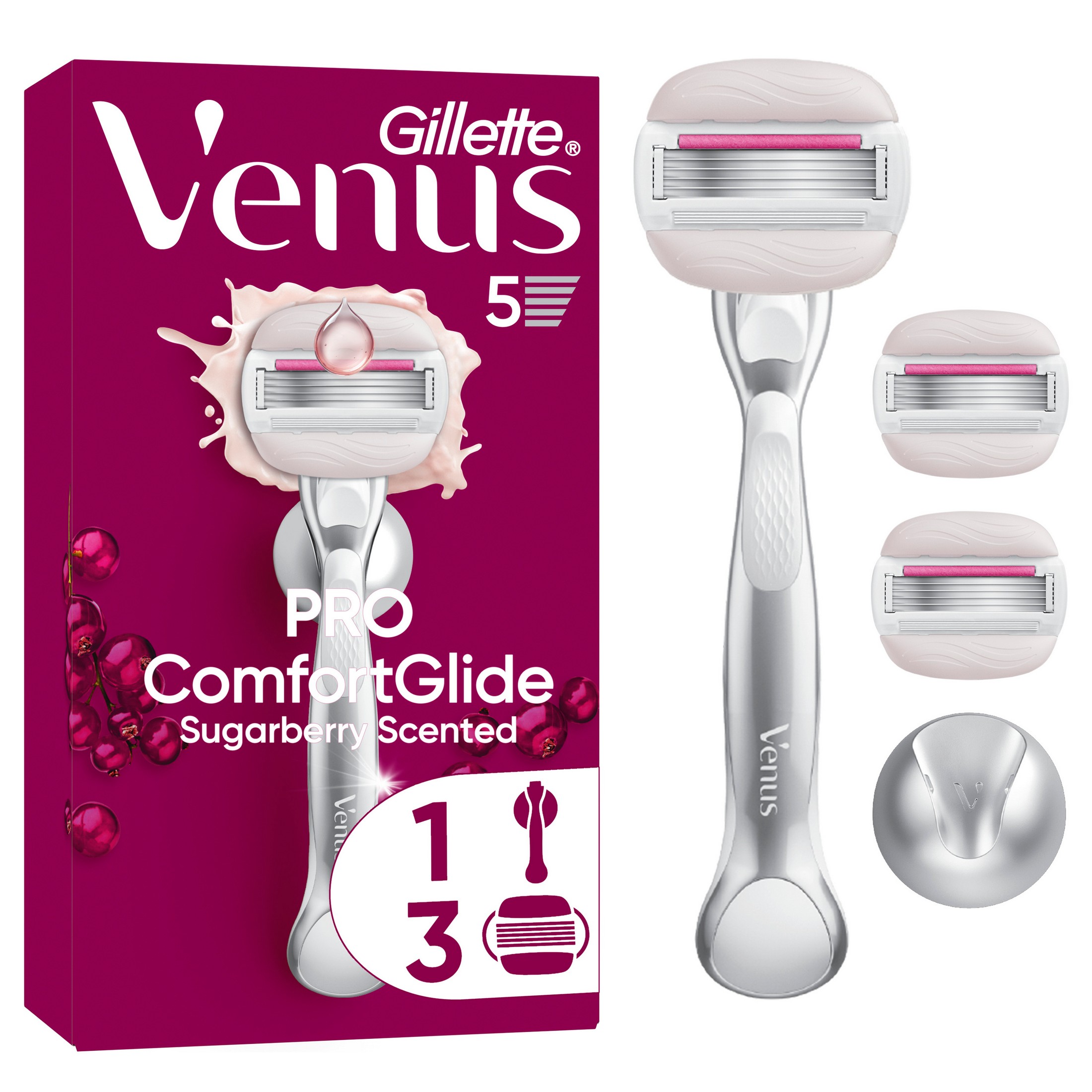 Gillette Venus Comfortglide Sugarberry Scent holicí strojek + 3 hlavice