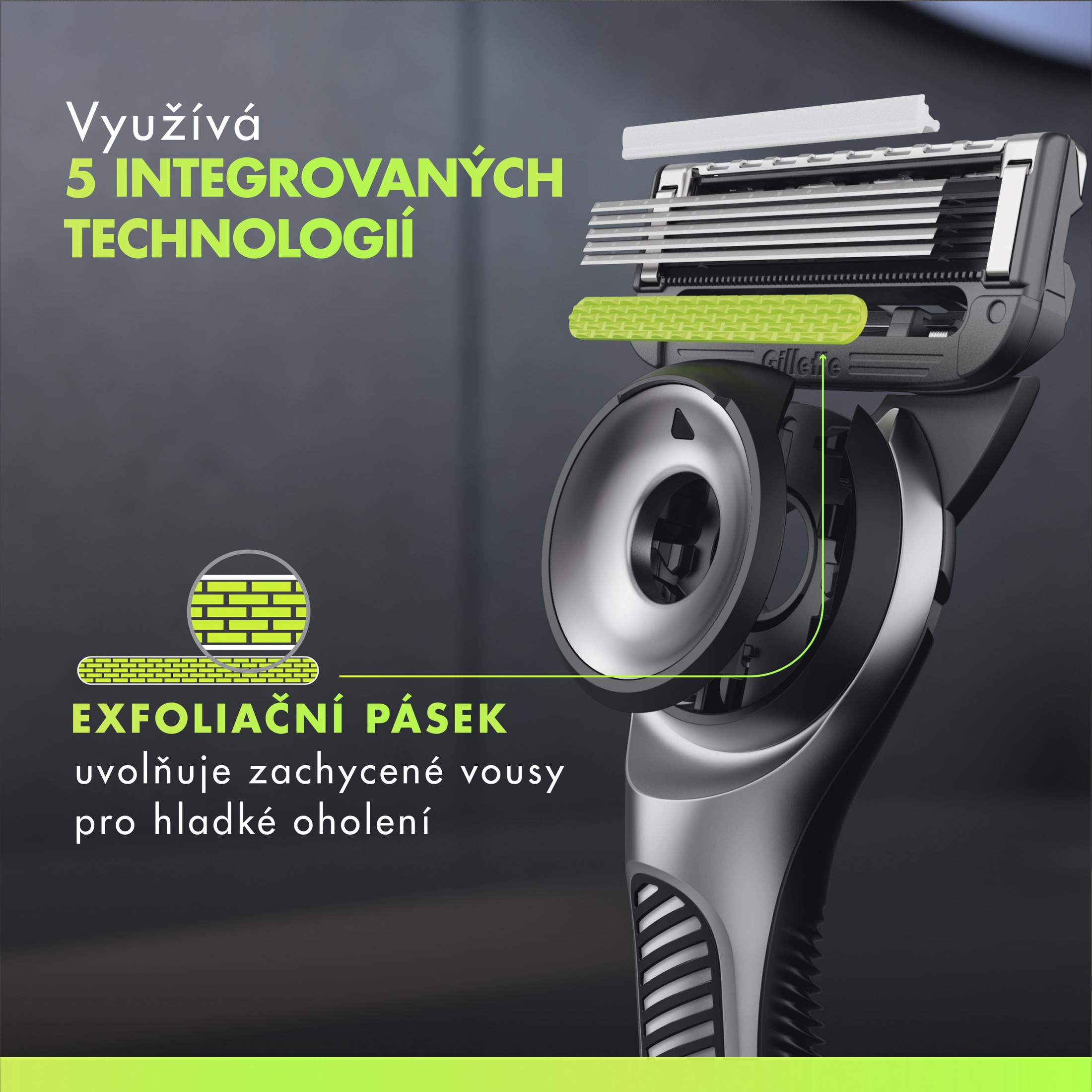 Gillette Labs holicí strojek + 3 hlavice + stojánek