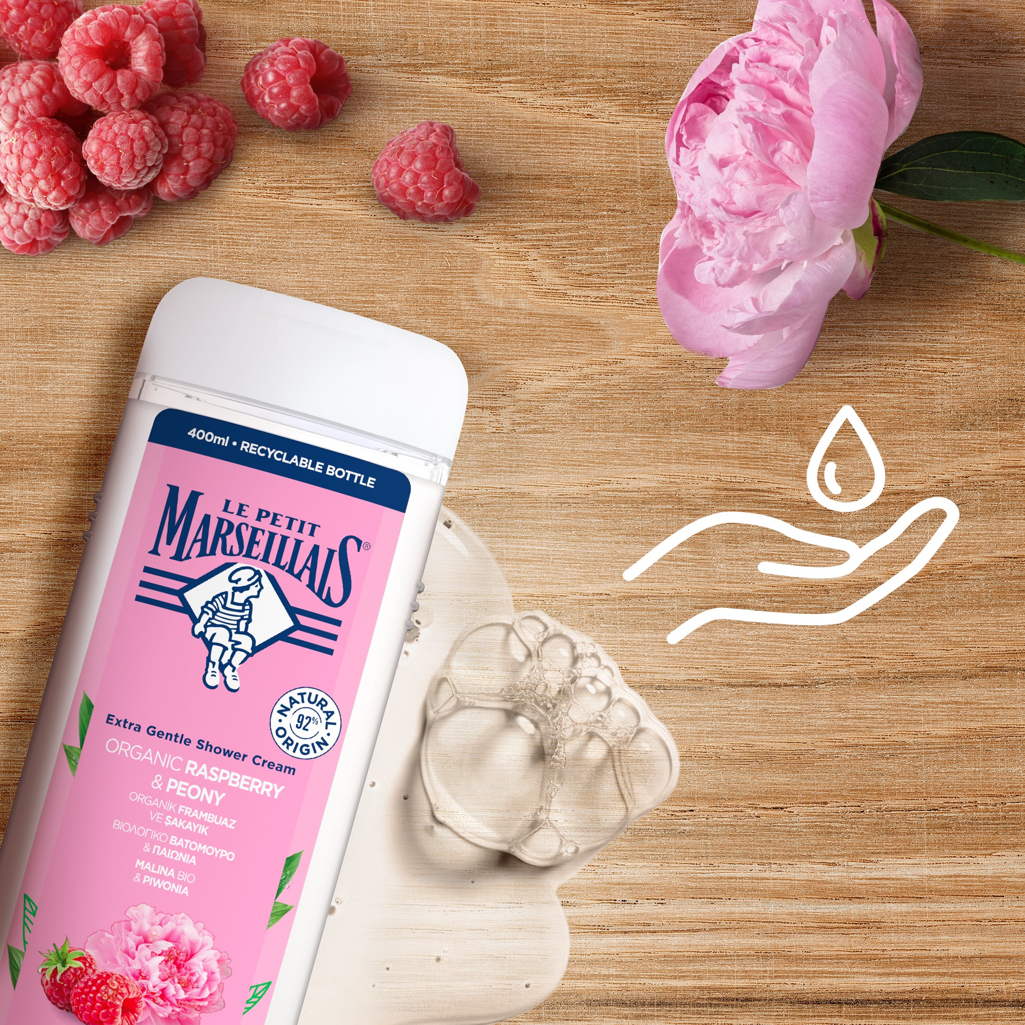 Le Petit Marseillais Raspberry & Peony sprchový gel 400 ml