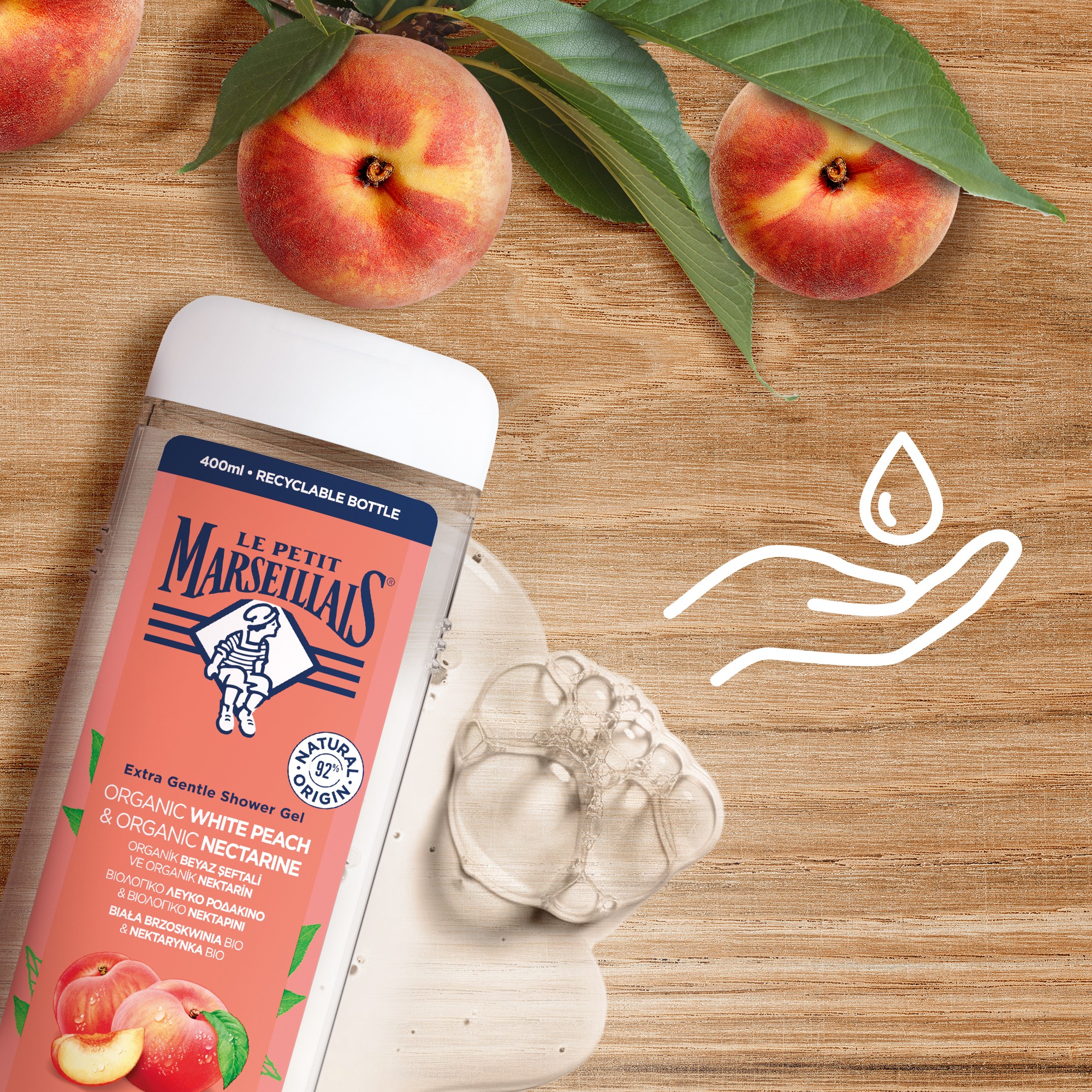 Le Petit Marseillais Peach & Nectarine sprchový gel 400 ml