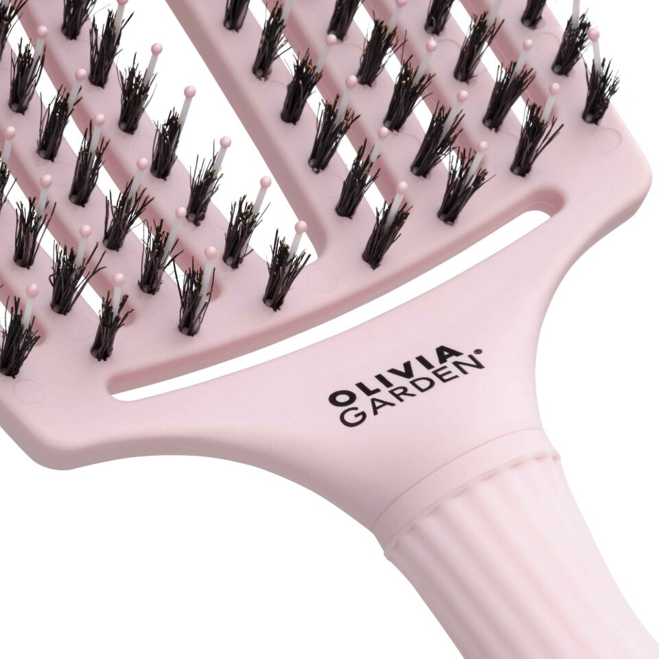 Olivia Garden Fingerbrush Care Iconic Boar & Nylon L kartáč na vlasy - Pastel Pink