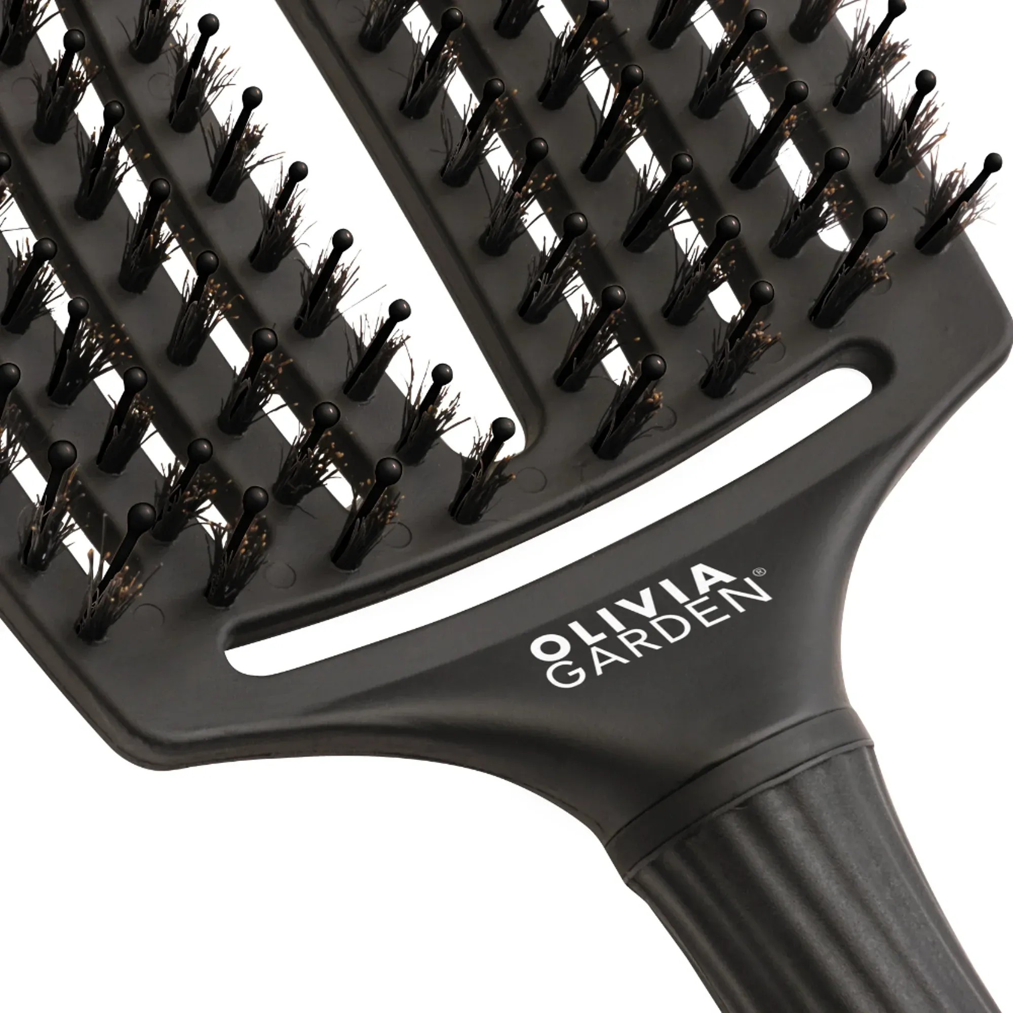 Olivia Garden Fingerbrush Care Iconic Boar & Nylon L kartáč na vlasy - Full Black