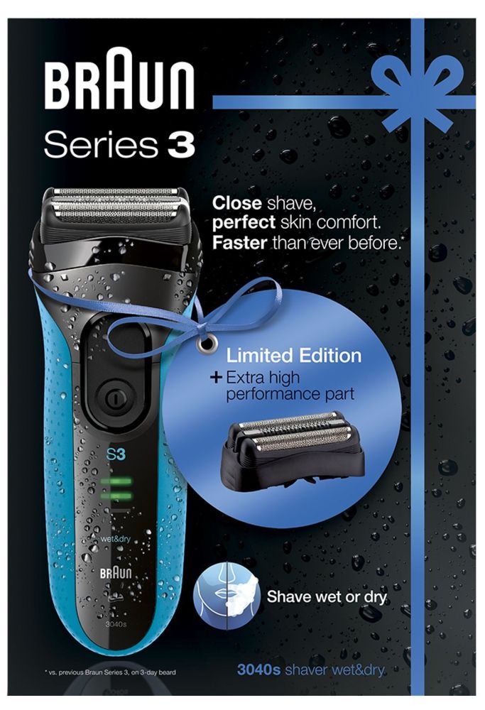 Braun Series 3-3040s Wet&Dry holicí strojek + CombiPack 32B - POŠKOŽENÝ OBAL