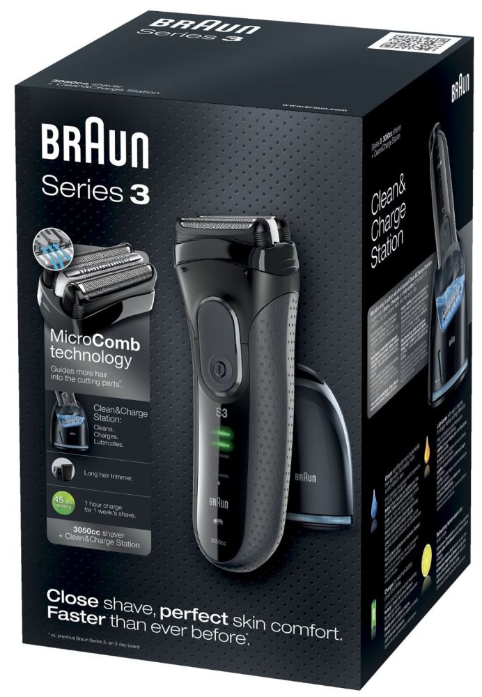 Braun Series 3-3050cc Clean&Charge holicí strojek - ROZBALENÉ ZBOŽÍ