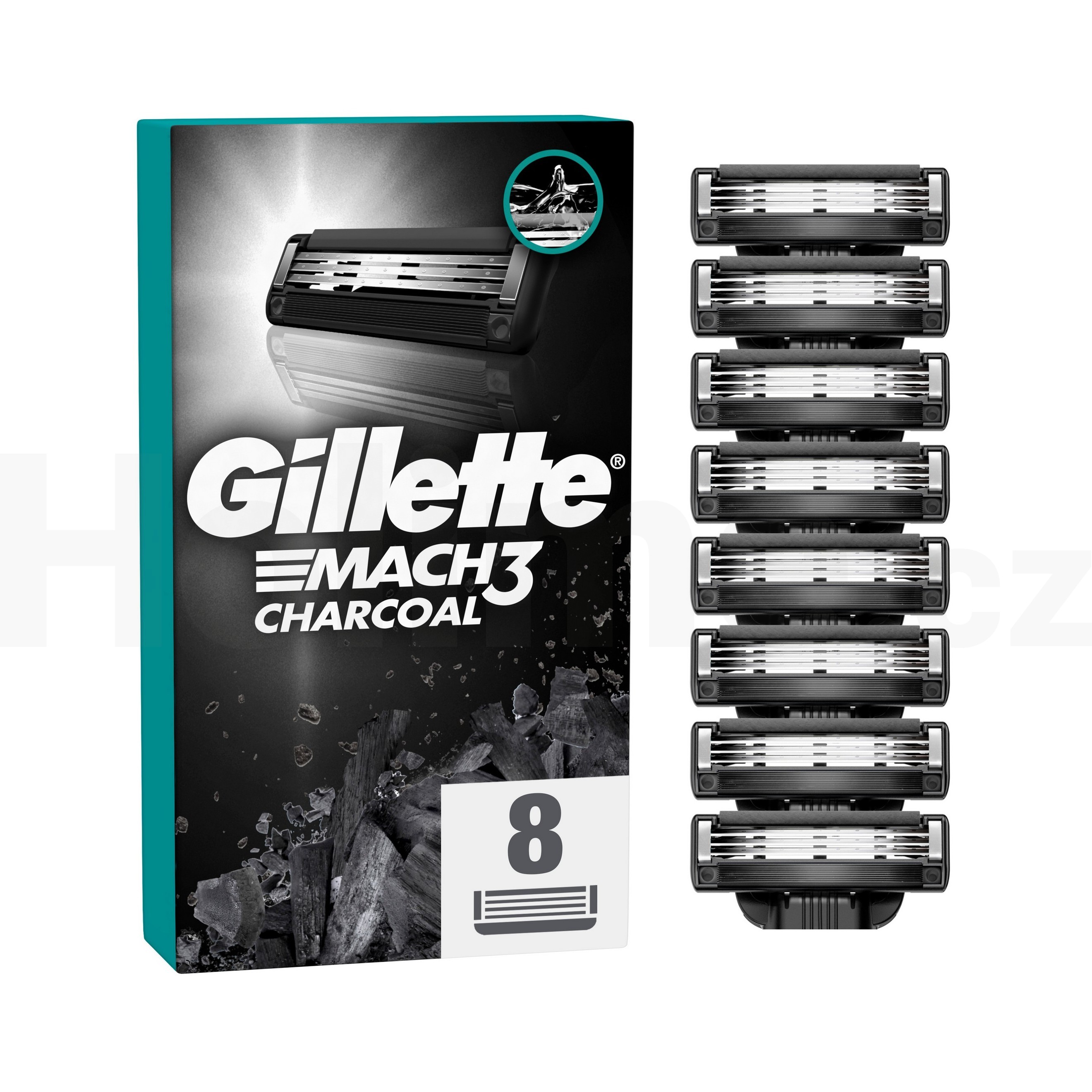 Gillette Mach3 Charcoal náhradní hlavice 8 ks